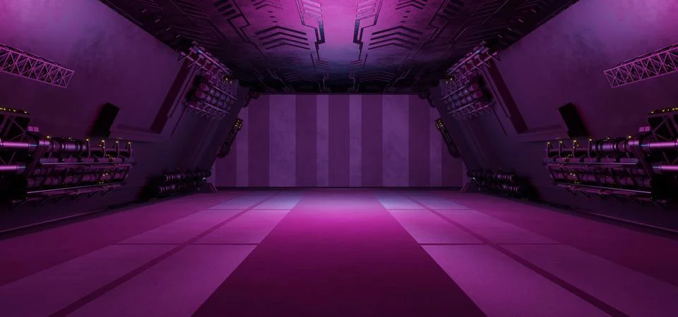 Abstract neon light background empty room,panels in ultraviolet light, futuri Иллюстрация