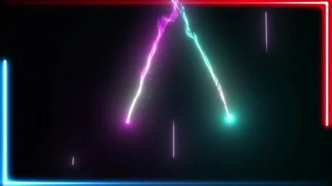 Abstract neon light border overlay featuring dynamic electric lightning energy Stock Footage 345333597