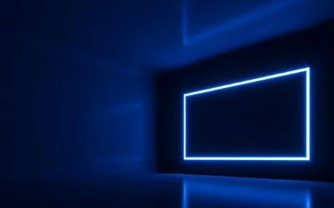 Abstract Neon Light In  Empty Room. 3d rendering Stock Illustration