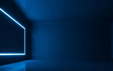 Abstract Neon Light In  Empty Room. 3d rendering Stock Illustration