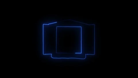 Abstract neon light geometric shapes performing animation Stock Footage 345263444