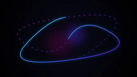 Abstract neon light lines moving and glowing in the dark Stock Footage 346333073