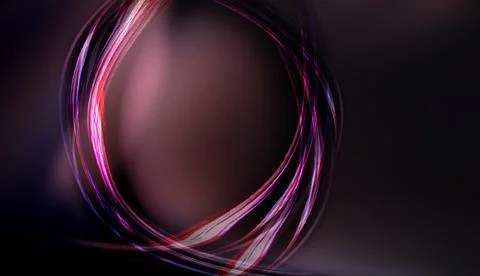 Abstract Neon Light Loop And Swirl Ring On Dark Background With Vibrant Pur.. 库存插图