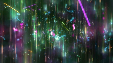 Abstract Neon Light Particles With Vertical Streaks, Futuristic Digital Energy Stock Footage 334040941