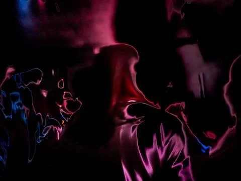 Abstract neon light pattern on black background Stock Photos