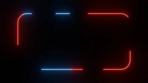 Abstract Neon Light Pattern with Blue and Red Lines on Dark Background Video stock 303092785