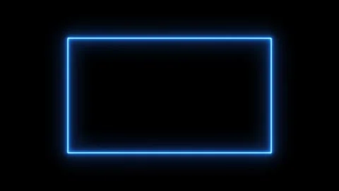 Abstract neon light rectangle frame seamless loop glowing blue line on blac.. Stock Footage 334829695