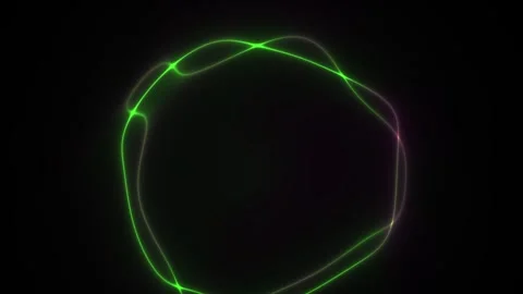 Abstract Neon Light Ring Pulsating with Vibrant Colors on Black Background. Видео 334498970
