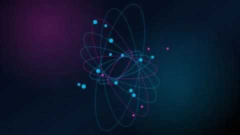 Abstract neon light rings. Glowing circular motion trails in dark space. 库存影片 340373129