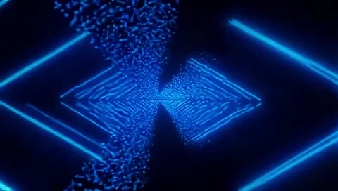 Abstract Neon light sign Arrows Animation of deep cyan color light Stock Footage 300014692