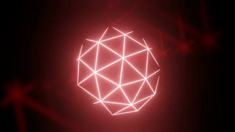 Abstract Neon Light Sphere Background Video, 4K, Blinking Red Glowing Stock Footage 232387545