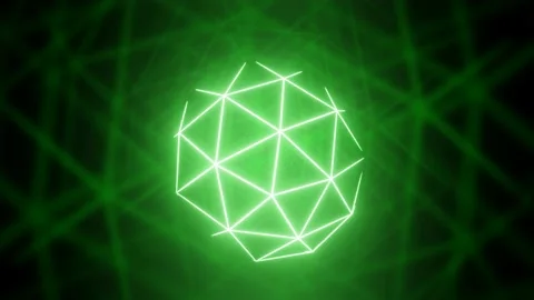 Abstract Neon Light Sphere Background Video, 4K, Blinking Green Glowing Stock Footage 232387557