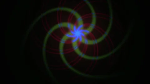 Abstract Neon Light Spiral Motion Graphics with Colorful Circles on Dark Ba.. Stock Footage 345278132