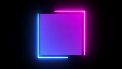 Abstract neon light square frame with glowing pink blue gradient background loop Stock Footage 237578283
