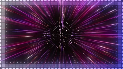 Abstract neon light streaks with digital frame background for motion graphics Stock Footage 344366534