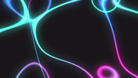 Abstract Neon Light Streaks Flowing on Black Background - Blue and Pink Stock Footage 333465170