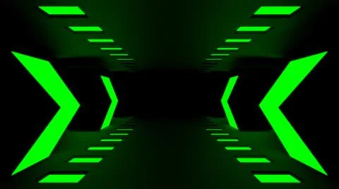 Abstract neon light studio,concept green arrow sign style, ultraviolet spectrum. Stock Illustration
