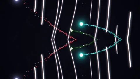 Abstract Neon Light Trails and Geometric Orbs in Nightscape. Stock Footage 328695306