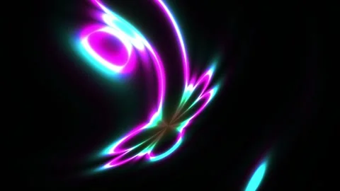 Abstract Neon Light Trails Creating Dynamic Floral Patterns and Geometric S.. Stock Footage 340523391