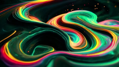 Abstract neon light trails in motion blur effect. Vibrant colorful digital bokeh Видео 334310724