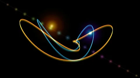 Abstract neon light trails motion background, with glowing particles Video stock 345181379