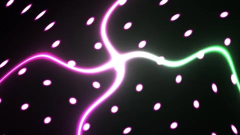 Abstract Neon Light Trails Moving Through Glowing Polka Dot Pattern Backgroun Stock Footage 341802359
