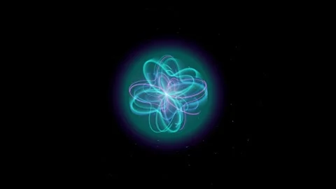 Abstract neon light trails sphere, glowing energy particle motion backgroun.. 스톡 동영상 347465353