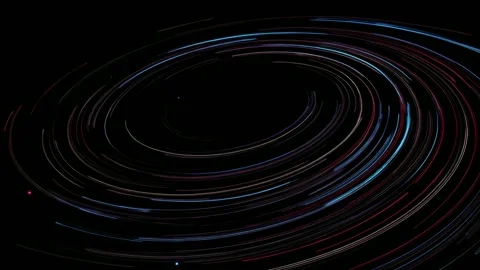Abstract neon light trails swirling on black background, digital motion bac.. Stock-Footage 342044787