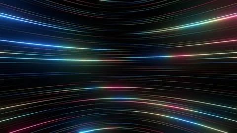 Abstract Neon Light Trails Tunnel with Colorful Glowing Lines Video stock 342809125