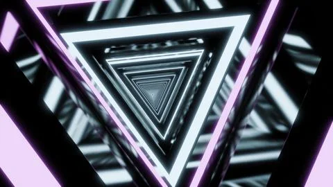 Abstract neon light triangle tunnel animation Stock Illustration