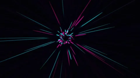 Abstract neon light tunnel motion background with pink and blue streaks. Stock Footage 341770787