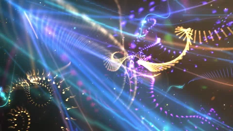 Abstract Neon Light Wave Background With Colorful Particle Trails, Motion Energy Video stock 330481459