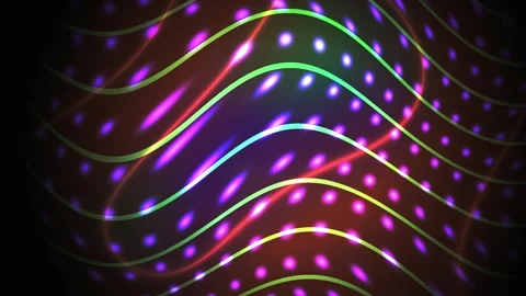 Abstract Neon Light Waves and Pulsing Dots Motion Background. Stock Footage 341802538