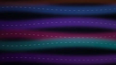 Abstract neon light waves background, with dashed lines, glowing motion loop Stock Footage 348331654