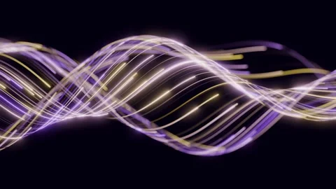 Abstract neon light waves with dynamic curved purple and yellow streaks Stock Footage 327375395