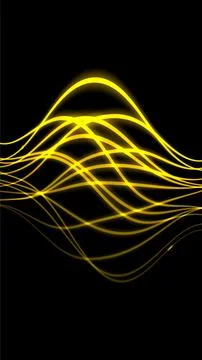 Abstract Neon Light Waves with Reflection on Black Background. Stock Illustration