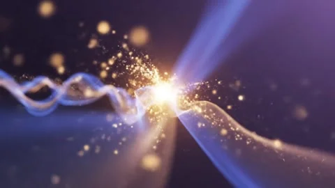Abstract Neon Light Waves with Sparkles Stock Footage 324808216