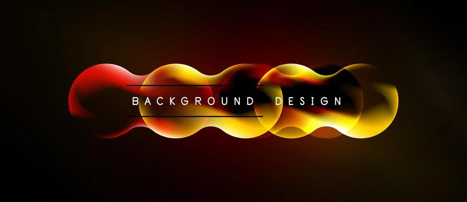 Abstract neon light waves. Vibrant red, orange, yellow hues blend. Dark Stock Illustration