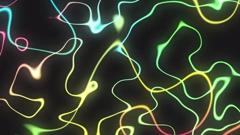 Abstract Neon Light Wires Flowing, Vibrant Energy Pattern, Dark Background,.. Видео 333465147