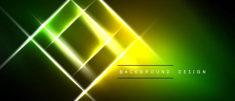 Abstract neon lighting creates dynamic geometric shapes. Vivid green transi.. Illustrazione stock