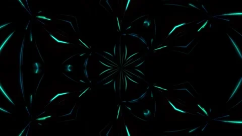 Abstract of neon lighting rays are glowing in symmetric kaleidoscope motion. Stock-Footage 223971732