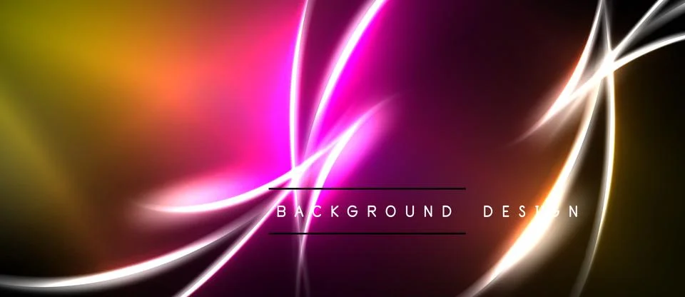 Abstract neon lights blend, creating vibrant colorful background. Dynamic c.. Stock Illustration
