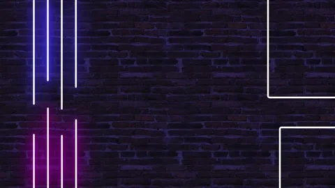 Abstract neon lights on a brick wall animation,dark modern background,pink blue Stock Footage 166236002
