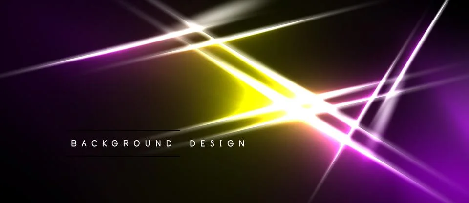 Abstract neon lights create dynamic lines, gradients. Purple, yellow hues Stock Illustration