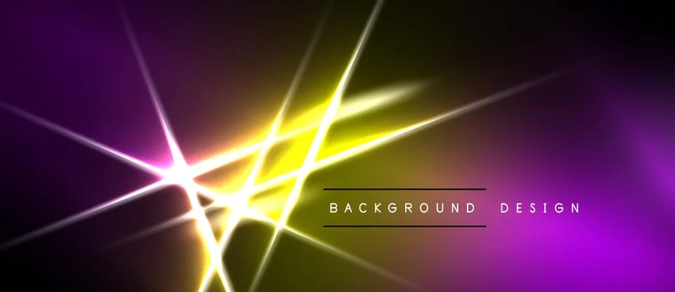 Abstract neon lights create dynamic purple, yellow glow. Modern design featur Stock Illustration