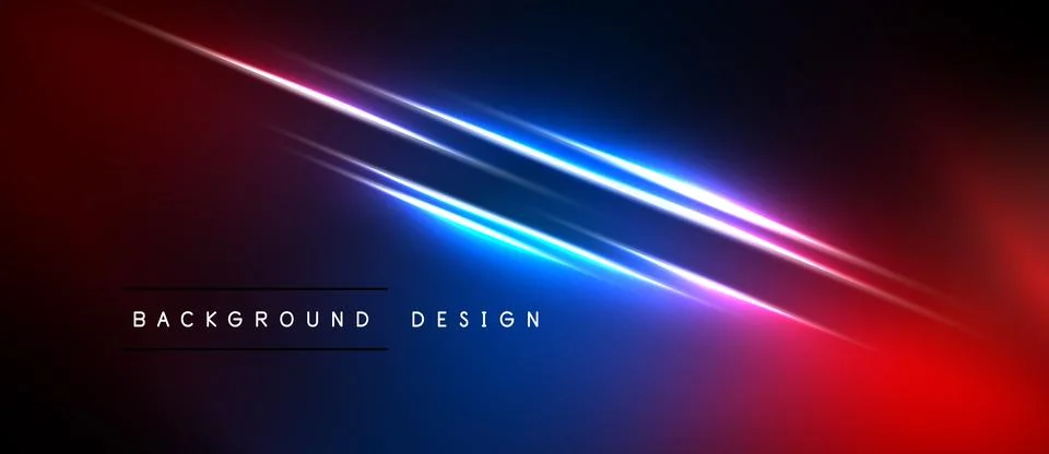 Abstract neon lights create dynamic gradient. Red, blue hues dominate dark 스톡 일러스트