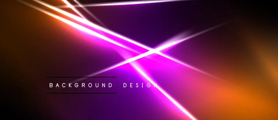 Abstract neon lights create dynamic gradient background. Vivid purple, orange Illustrazione stock