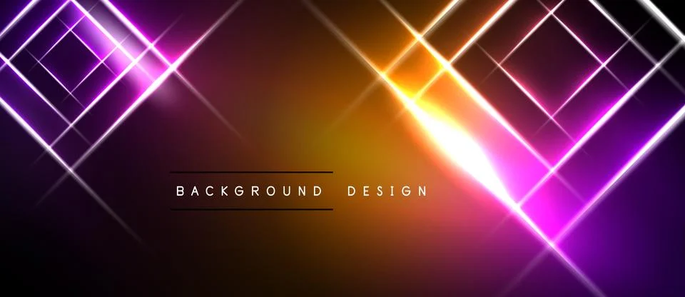 Abstract neon lights create dynamic gradient background. Geometric shapes Stock Illustration