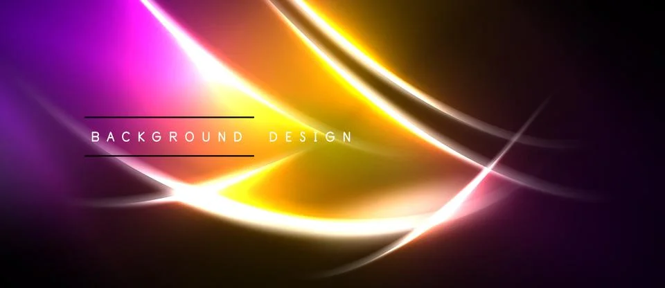 Abstract neon lights create vibrant gradient. Curves intersect, forming dynam Illustrazione stock