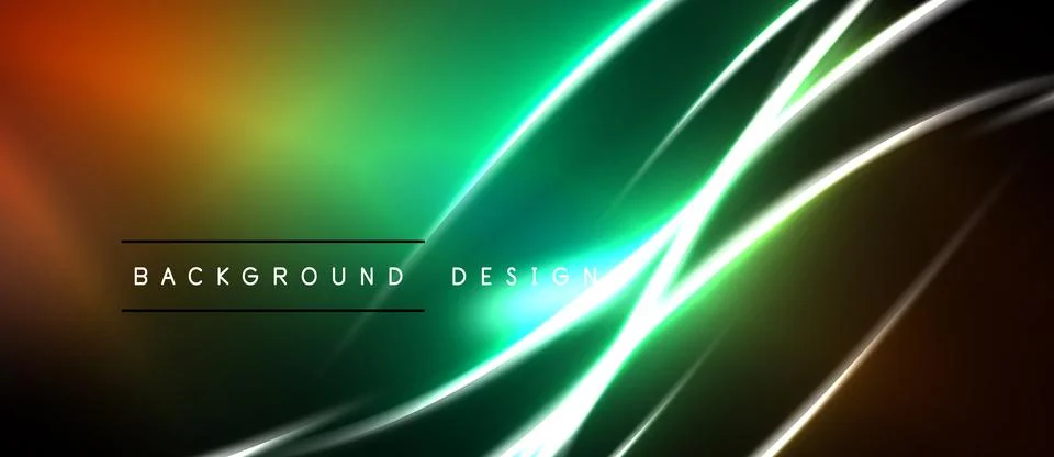 Abstract neon lights create vibrant gradient background. Dynamic lines sugges Stockillustratie